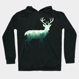 Dramabite Deer Stag Elk Double Exposure Surreal Wildlife Animal Hoodie